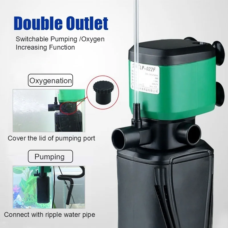 Бесшумный кислородный насос 3 в 1 для аквариума регулируемый водяной с заменяемой