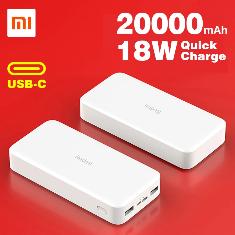 Xiaomi Redmi power Bank 20000 мАч портативное зарядное устройство Внешний аккумулятор