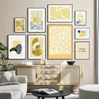 Абстрактная серая и желтая Геометрическая Картина на холсте Современные постеры и принты Настенная картина для гостиной домашний декор