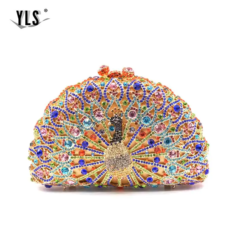 Серебряный Роскошный вечерний клатч в форме животного павлина Модный женский с