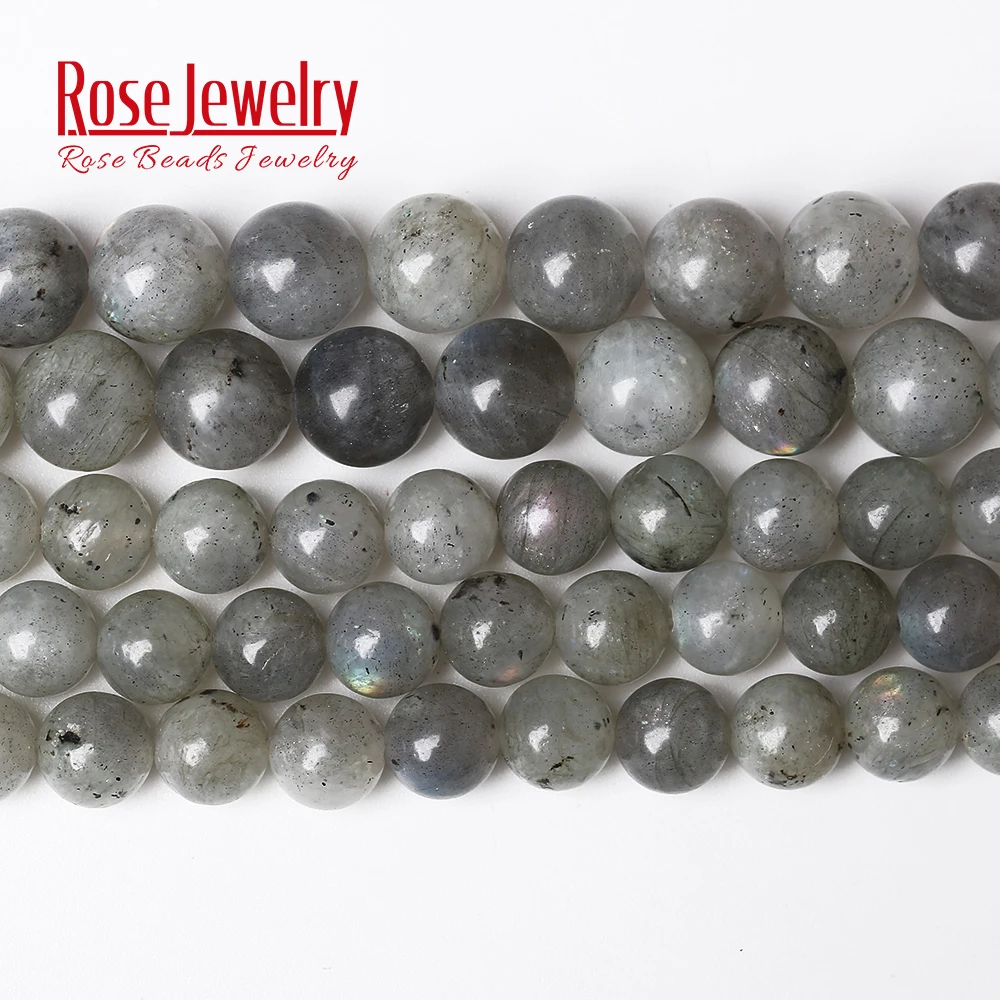 

Natural Stone Gray Labradorite Beads Round Loose Stone Beads 15" Strand 4 6 8 10 12 MM Pick Size For Jewelry Making DIY Bracelet