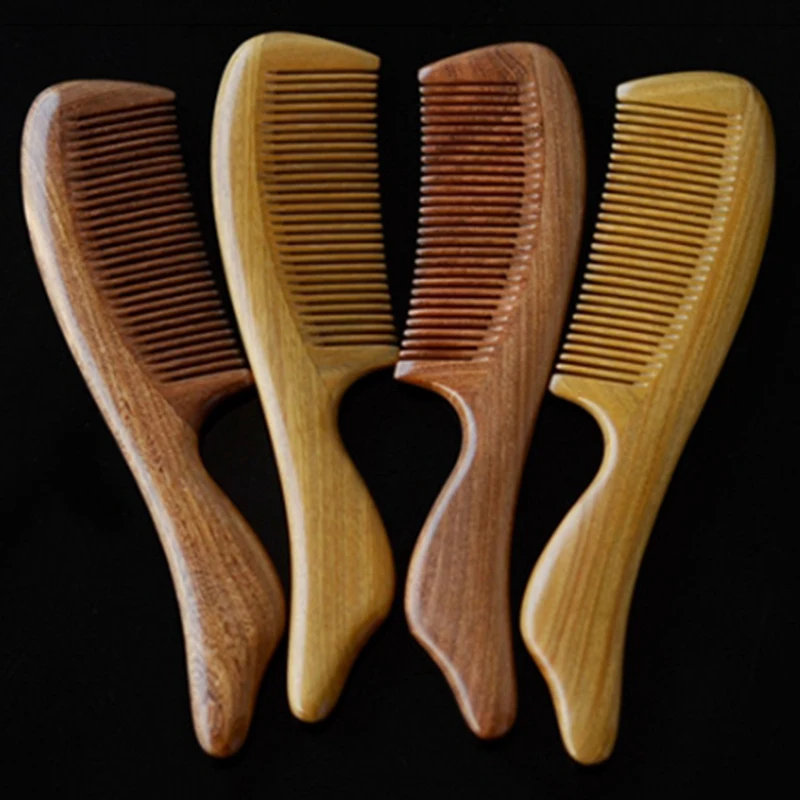 

Thick Handle Green Sandalwood Hair Health Care Massage Makeup Brushes Professional Brush High Quality Wooden Comb