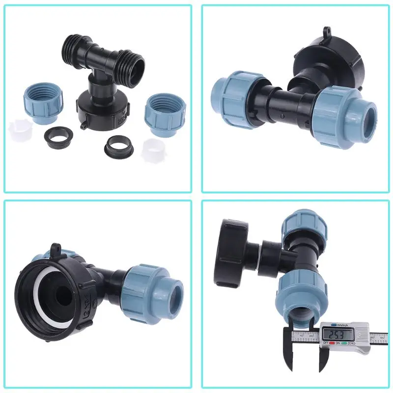 

IBC Tank adapter Three-way Outlet 25mm Durable Garden Thread Tap Water connector Hose Home Fitting Tool