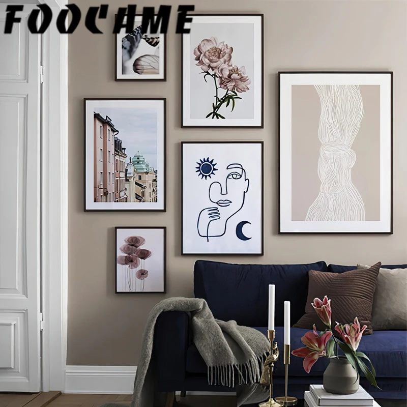 

Flowers Plant Lines Architecture Nordic Canvas Print Abstract Painting Poster Art Creative Scandinavian Wall Decor Home Pictures