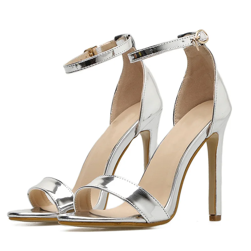 Туфли-лодочки женские на высоком каблуке 12 см золотистые/серебристые 2021 | Обувь