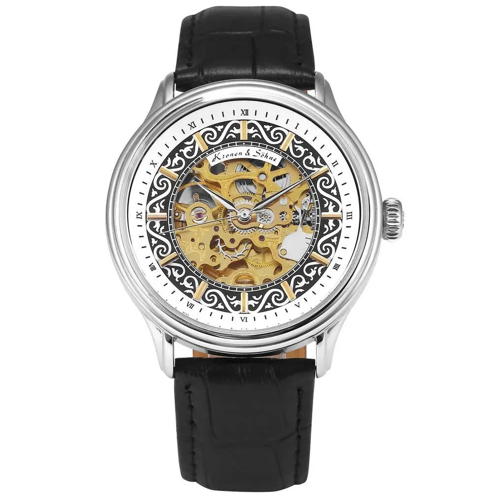 KS Royal мужские часы Топ бренд класса люкс полые Horloge само ветер синий кожаный