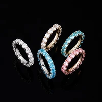 hip hop iced out bling full cz charm tready copper cubic zircon ring for women jewelry gold size 6 10