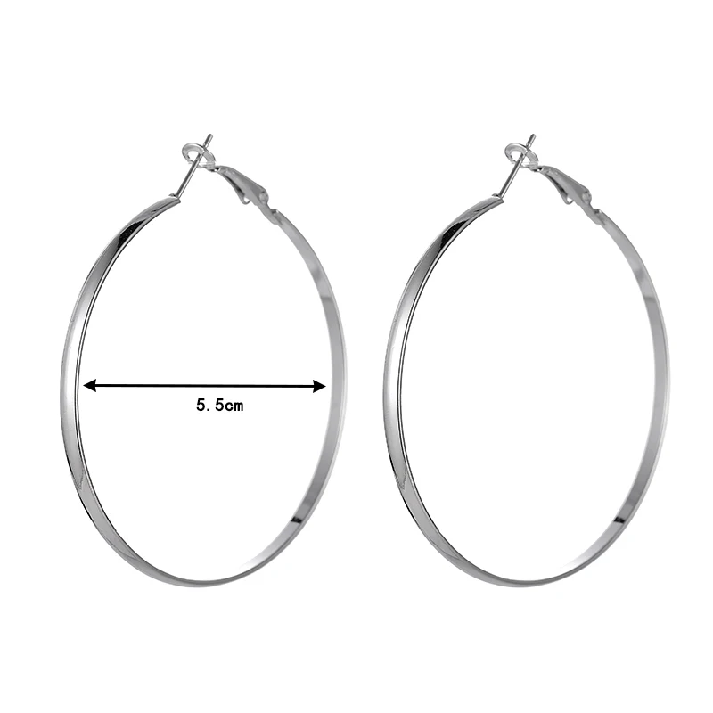 Silver5.5cm Модные женские металлические Золотые круглые серьги для женщин, вечерние Простые Ювелирные изделия, женские большие круглые серебряные серьги-кольца в стиле панк, Brincos - Окраска металла: Silver5.5cm