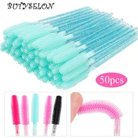 50pcs disposable eyelash brushes silicon microbrush comb crystal handle mascara wands makeup tool eyebrow lash extension brush