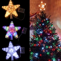 1set 9inch star shape christmas tree topper lights led light up star xmas tree top topper 2022 merry christmas decoration noel