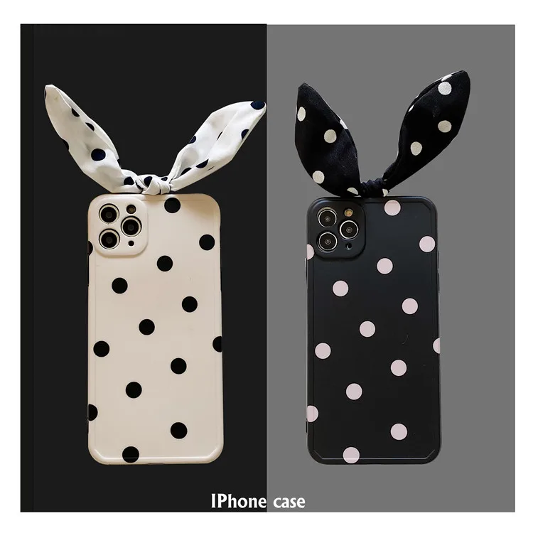 Милый художественный чехол с бантом и волнистыми точками в Корейском стиле для