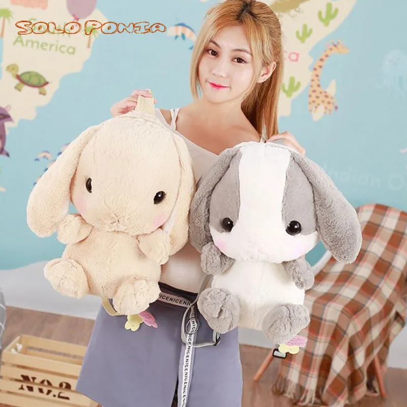 Плюшевый рюкзак 40 см восхитительный мягкий в виде кролика с длинными ушками