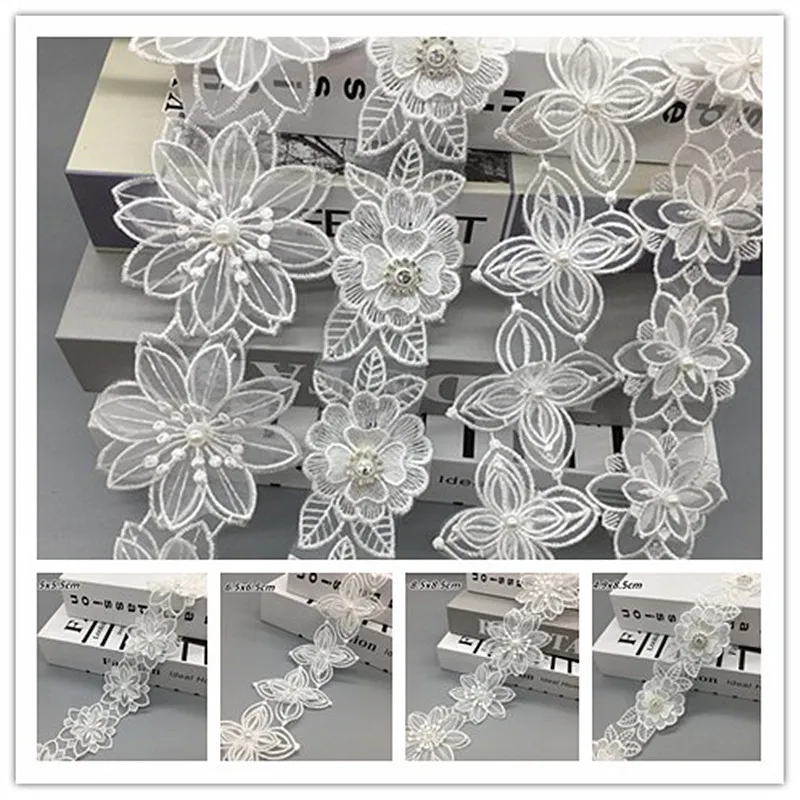 

NEW Organza Embroidery Beading Simulation Flower Lace Fabric Applique Hat Headdress Wedding Dress Costume Skirt Patch Decoration