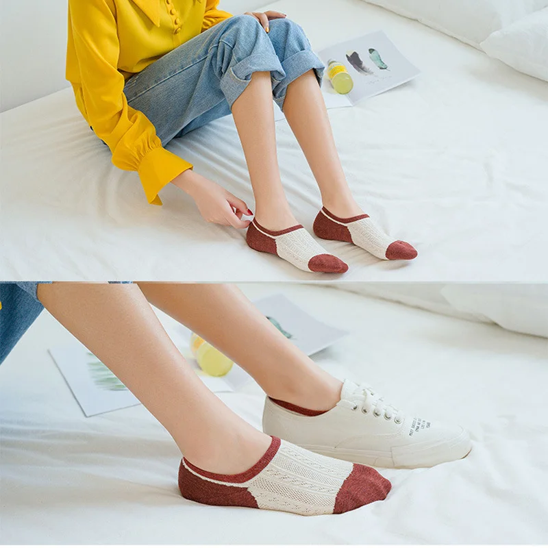 5 пар/лот носки женские зимние Харадзюку корейский стиль Япония невидимые