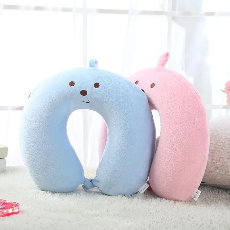 

Portable Home Textile knit U Shaped Travel pillow For home 2021Creative Cute Pink Office Car Airplane Nap Neck pillow 30*30*14cm