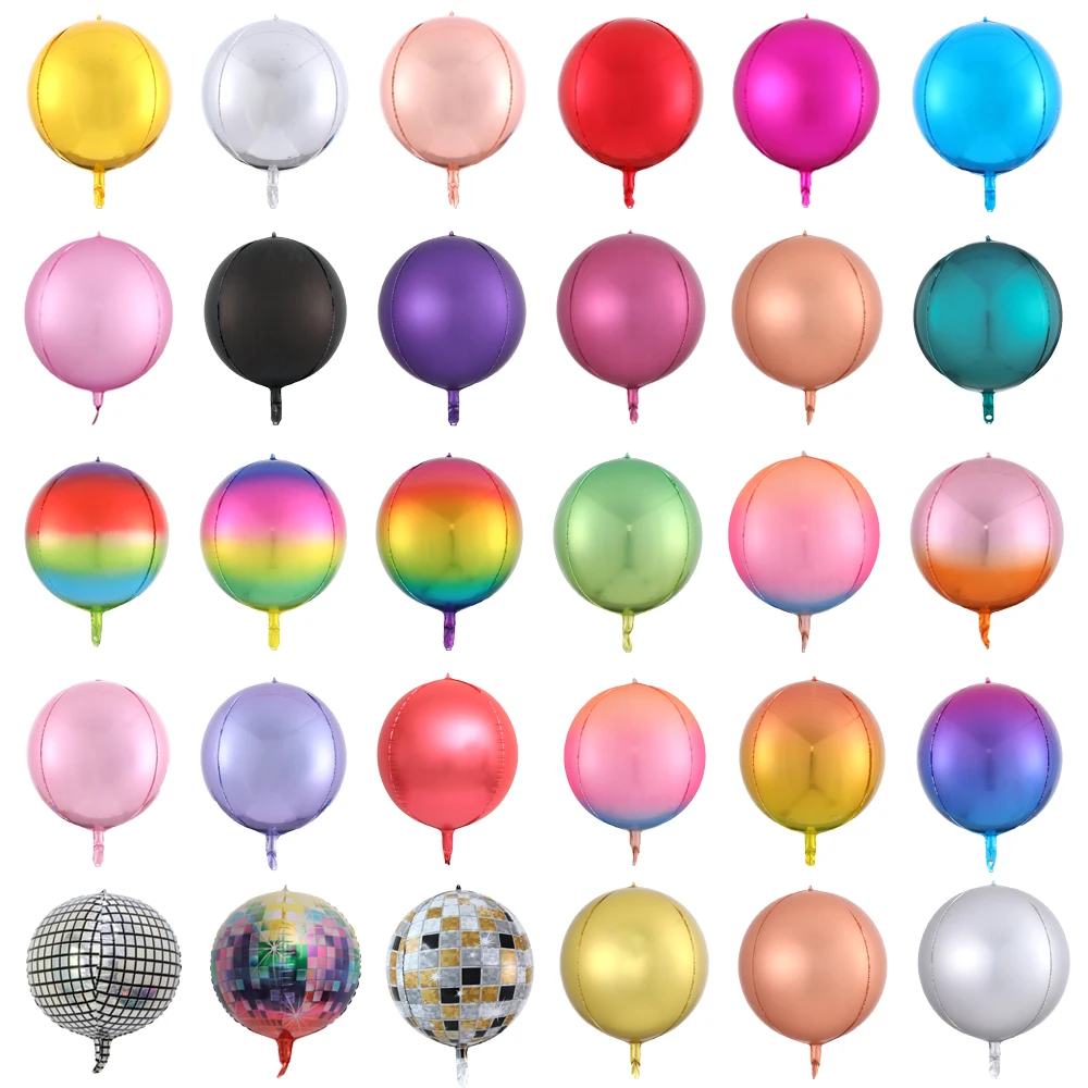 3pcs 22 pollici Oro Rosa 4D Rotonda Foil Balloons Sfumatura di Colore Metallic Palloncini Matrimonio