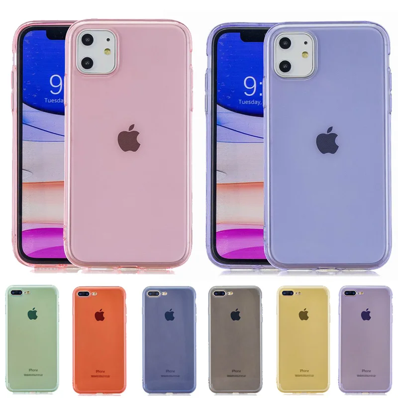 Ультра тонкий чехол для iphone 6 6S 7 8 Plus X XS Max XR 11 Pro Модный цветной прозрачный
