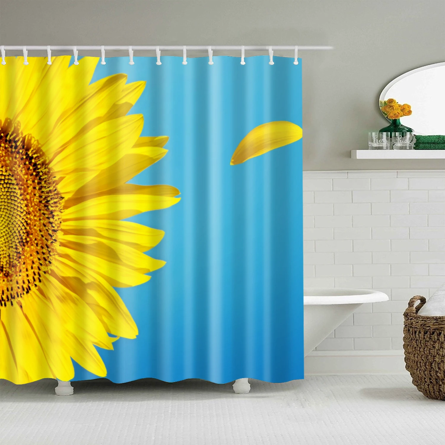 Waterproof washable shower curtains sunflower Print curtain for Bathroom polyester 180x200cm 3D Blackout shower curtain cortina