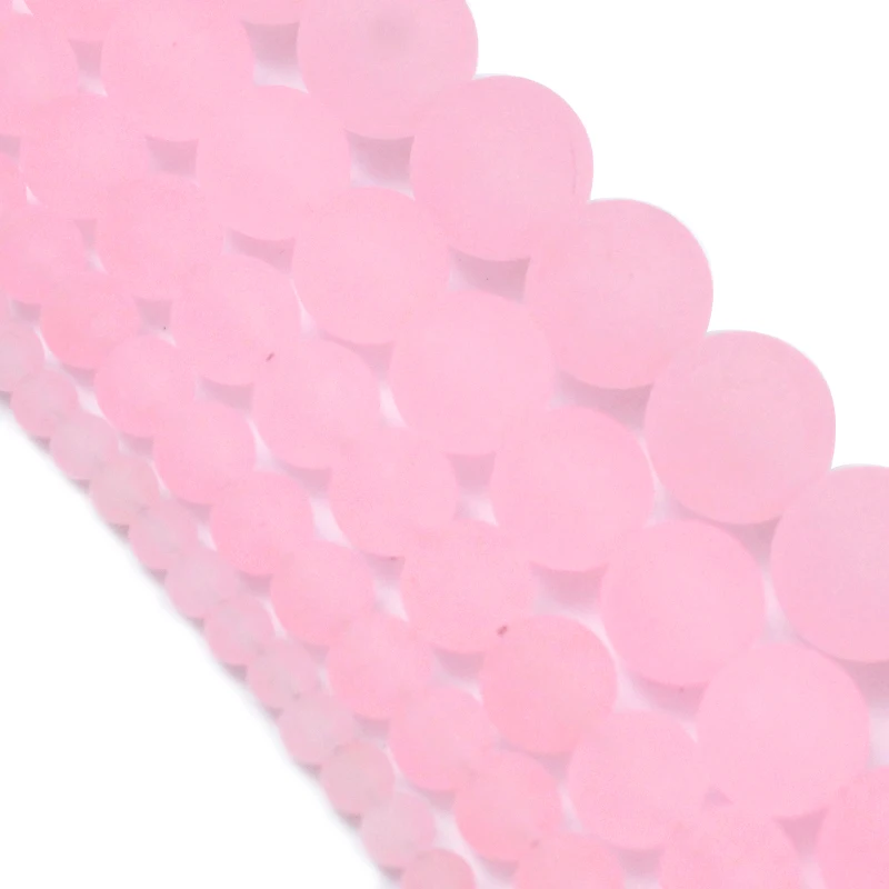 Натуральный матовый лак розового цвета Халцедон Камень Круглый бисер 15 &quotнитка