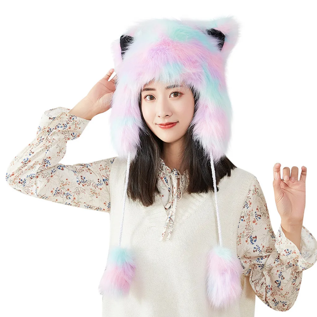 SAGACE новинка женская зимняя плюшевая супер толстая Милая мультяшная шапка защита