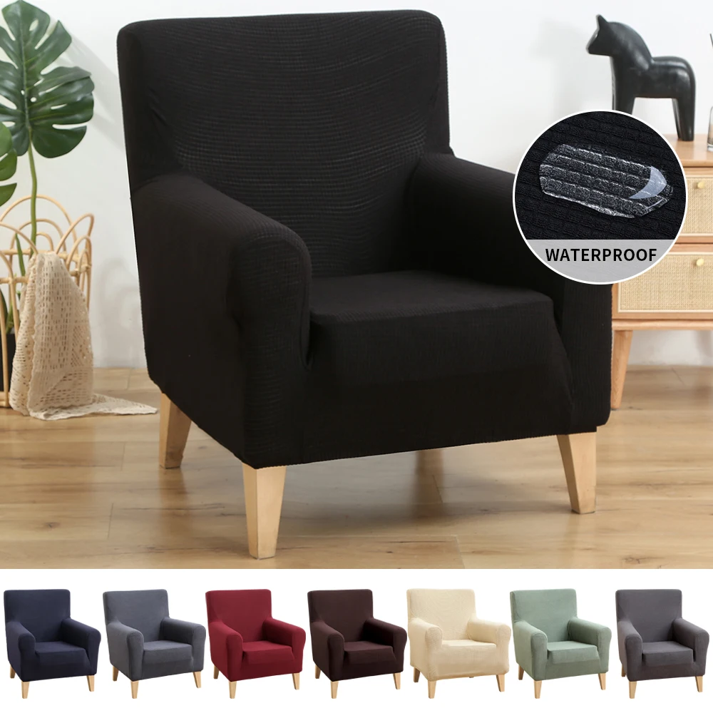 Waterproof Sloping Arm King Back Chair Cover Elastic Armchair Wingback Wing Sofa Stretch Protector SlipCover#1 | Дом и сад
