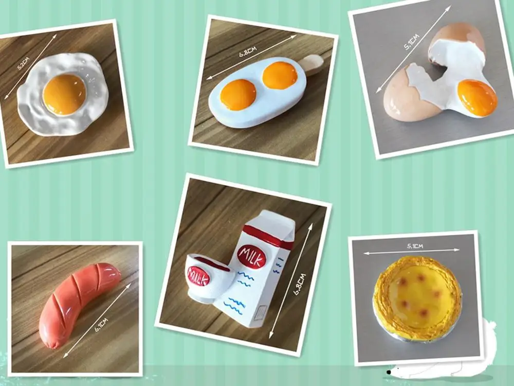

Home Decoration Cute Creative Simulation Egg Tart Food Pizza Milk Cartoon Fridge Megnet Souvenir Gift Massage Holder