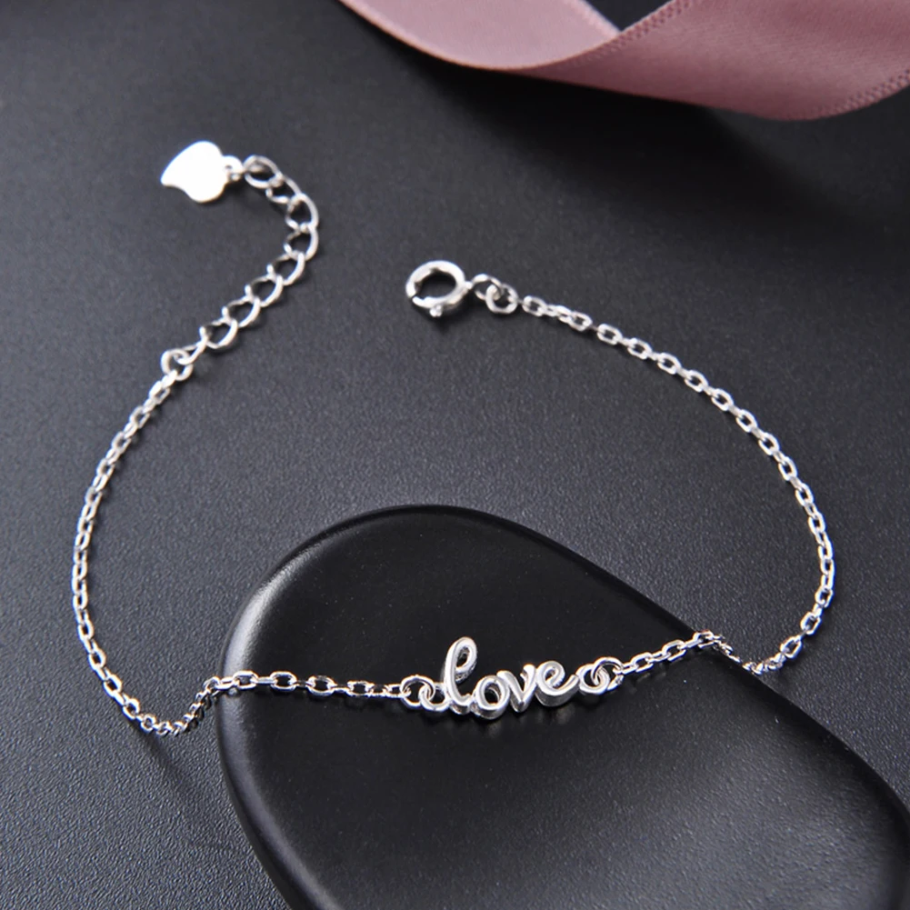 

100% 925 Sterling Silver LOVE Women's Friendship Bracelets On Hand Chain Luxury Fine Jewelry Jewellery Gifts For Women