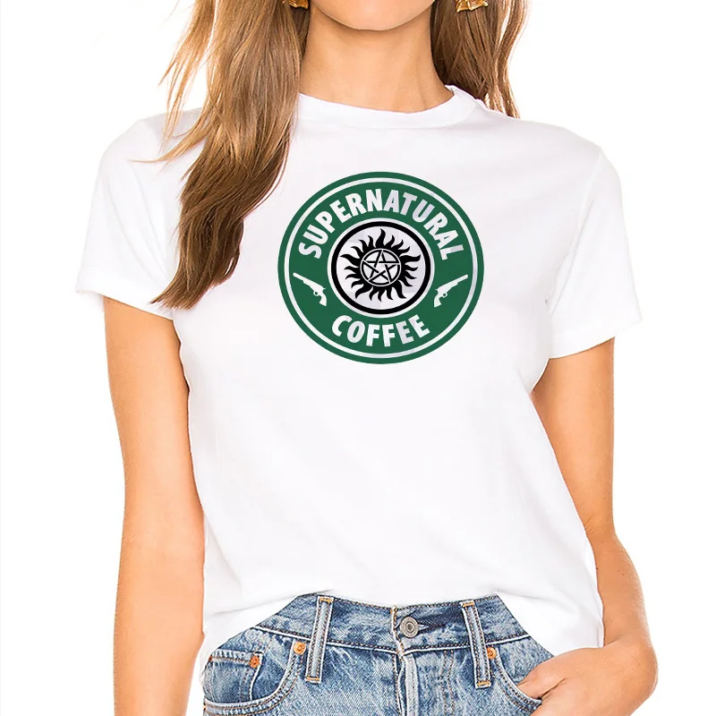 

Supernatural Dean Winchester Sam Winchester Women Hip Hop Print 90s White T-shirt Street fashion aesthetics Harajuku loose Tees
