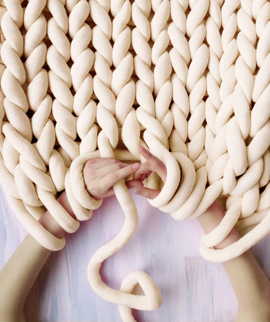 Вязаное одеяло с большим пальцем ручной работы реквизит для фотосъемки лохматое