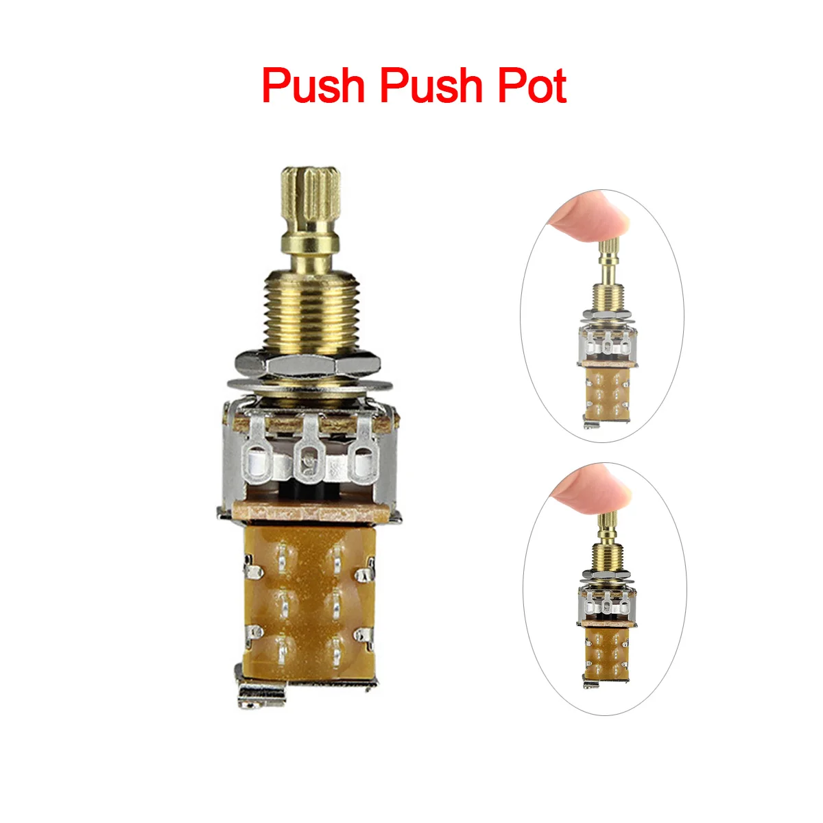 

Push Push Pot Copper Long Split Shaft Audio/Linear Taper Potentiometer A250K/A500K/B250K/B500K Press Bounce Switch Pot