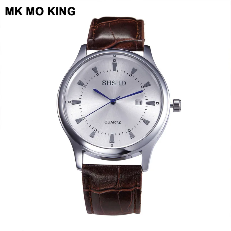 2019 relogio masculino часы Мужская мода Спорт Нержавеющая сталь Чехол кожаный ремешок