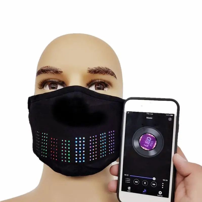 

LED Luminous Mask Mobile Phone App Edit Pattern Text Bungee Advertising Display Party Mask Holiday DIY Decorations Supplies.