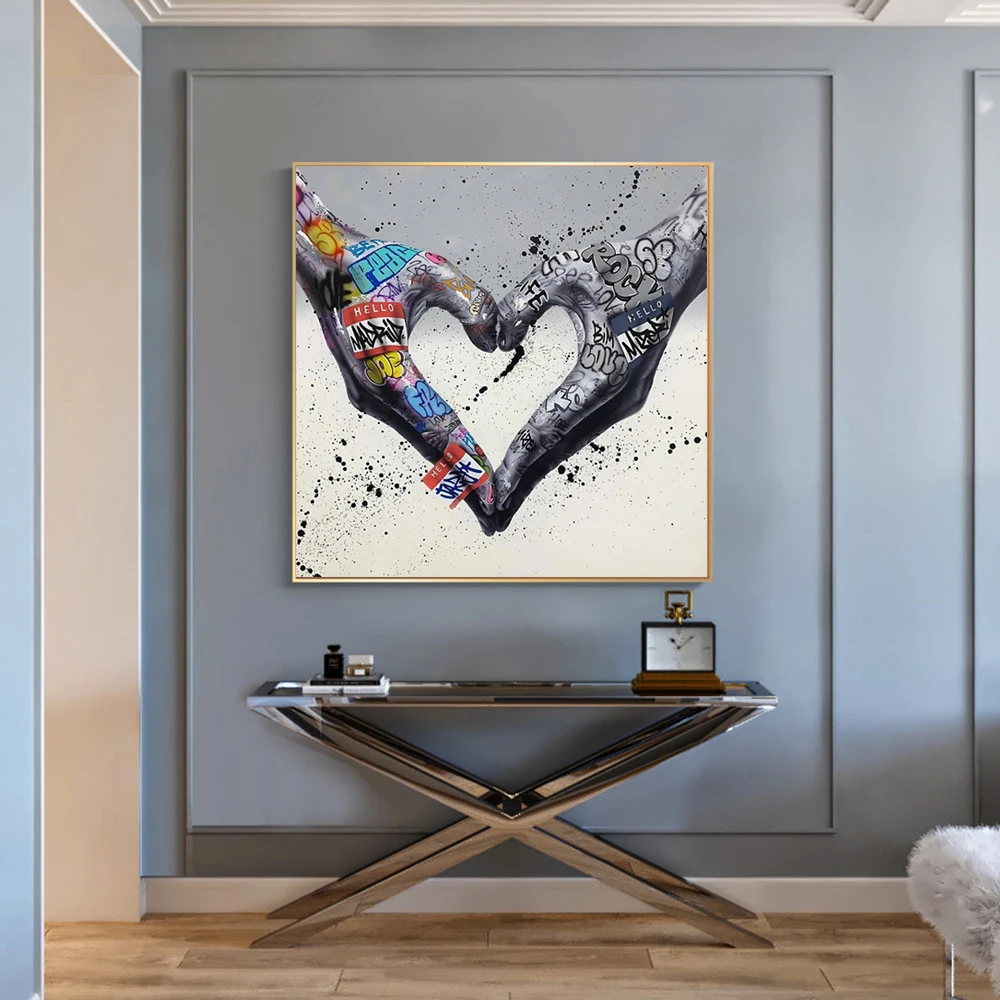 Граффити жест любовь уличного граффити холст настенная живопись Плакаты и