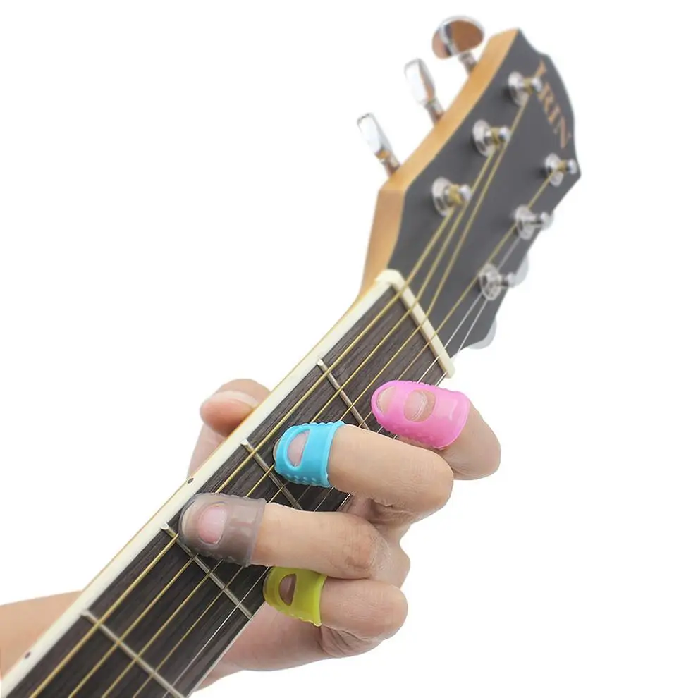 4pcs/lot Silicone Guitar Pick Fingertip Cover  Pressed String Finger Protector for Guitar Ukulele Banjo Mandolin
