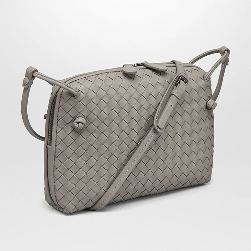 Gray Beige Роскошные тканые сумки из овчины на плечо для девушек, ручная работа, дизайнерские модные сумки через плечо из овчины для женщин - Цвет: Gray Beige
