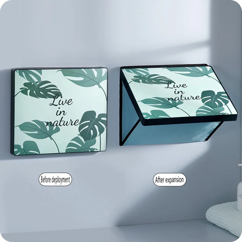 

Bathroom Organizer Mural Waterproof Folding Cabinet Wall Shelf Storage Box Clothes Wall Mounted Free Installation Storage Rack