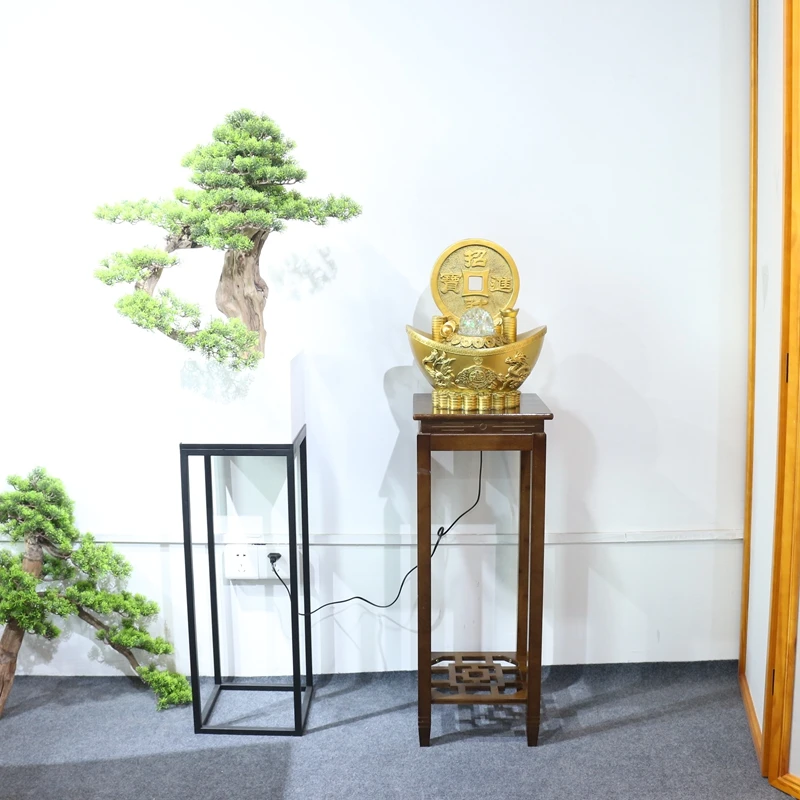 110V / 220V Gold Ingot Water Fountain Natural Resin Feng Shui Crystal Ball Rotate Decor Waterscape Home Adornment Gifts | Дом и сад