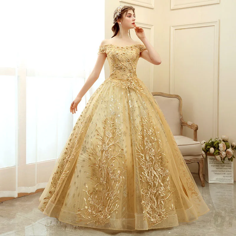 Beaded Strapless Off Shoulder Cheongsam Pleated Gold Qipao Backless Retro Celebrity Dresses Bandage Formal Party Vestidos