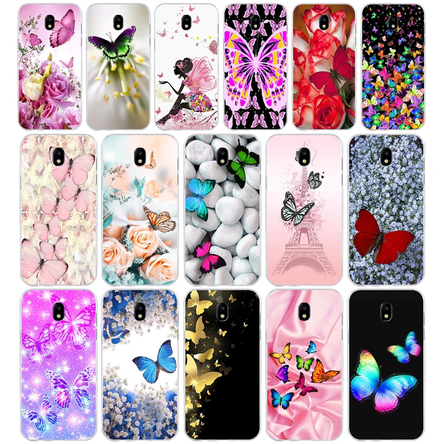 381FG чехол из мягкого силикона и ТПУ с красными бабочками для Samsung j3 j5 j7 2016 2017 j330 j2 j6