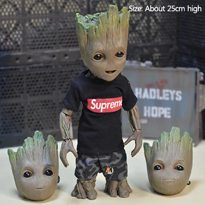 Black-Clothes-Groot Strongwell ежедневное платье Детская кукла Грут Cos дерево человек Милая модель игрушки Marvel стражи Грут фигурки Грут фигурка дети - Цвет: Black-Clothes-Groot