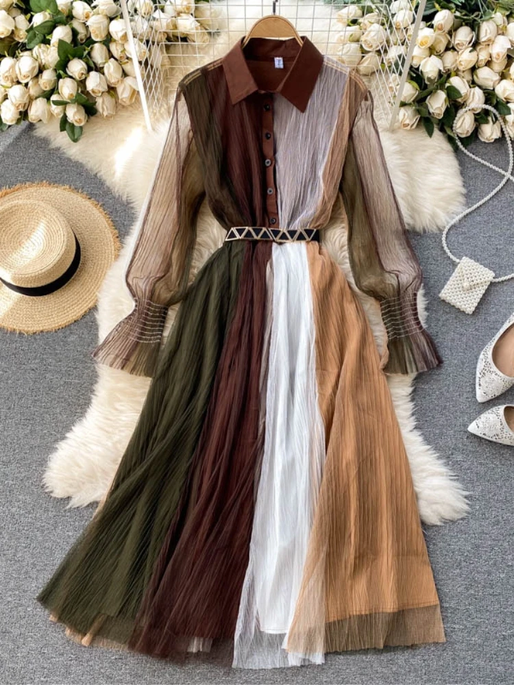 

Evening Dresses Long Luxury 2021 Spring Clothes Vintage Party Boho Dress Elegant Long Sleeve A-Line Mesh Womens Formal Dresses