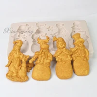 christmas silicone mold for baking santa claus handmade cake decorate chocolate fondant candle mould baking tools party fm2138