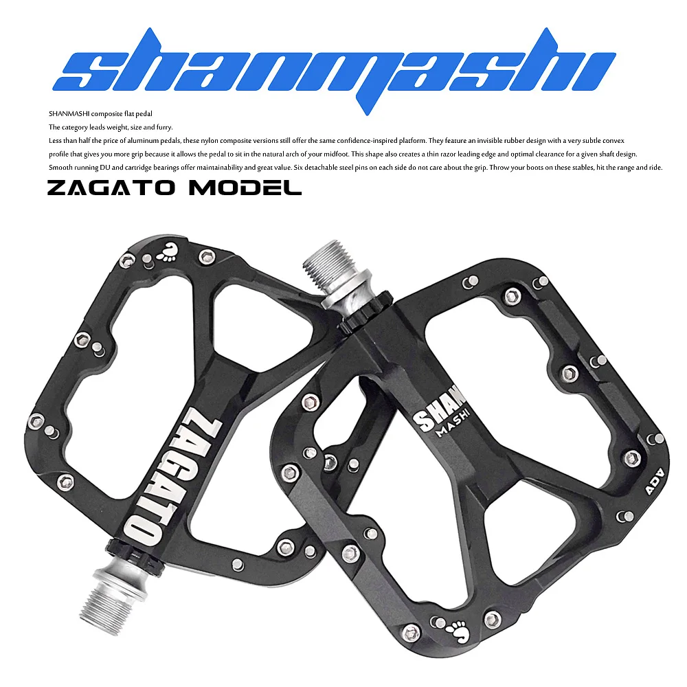 

Ultralight SHANMASHI Mountain Bike 3 Bearing Pedal ZAGATO Flat Feet Wide and Labor-saving Road Mtb Bicycle Pedal