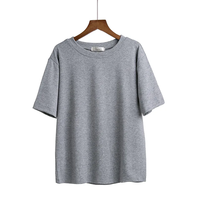 

2021New solid color T-shirt women's vogue retro T-shirt cotton women's o-neck fashion short sleeve friend lady funny fashion