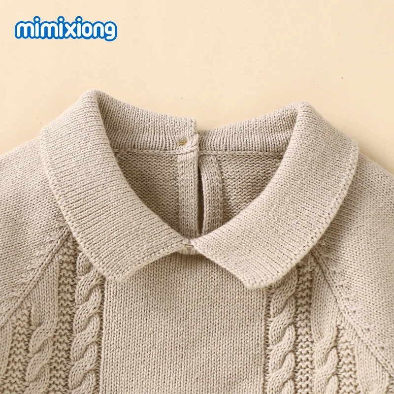 Baby Rompers Clothes Spring Autumn Turn-Down Neck Long Sleeve Newborn Infant Boys Sweaters Jumpsuits One Piece Toddler Kids Wear