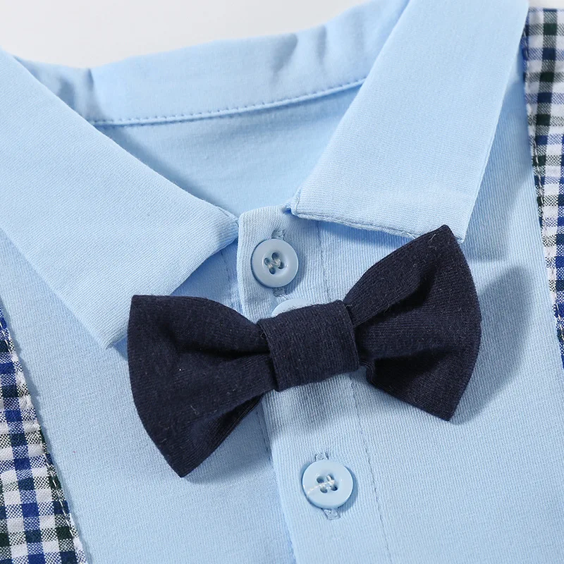 

Summer Baby Boys Gentlemen Rompers Clothes Fashion Turn-Down Neck Short Sleeve Newborn Infant Cotton Jumpsuits One Piece Outfits