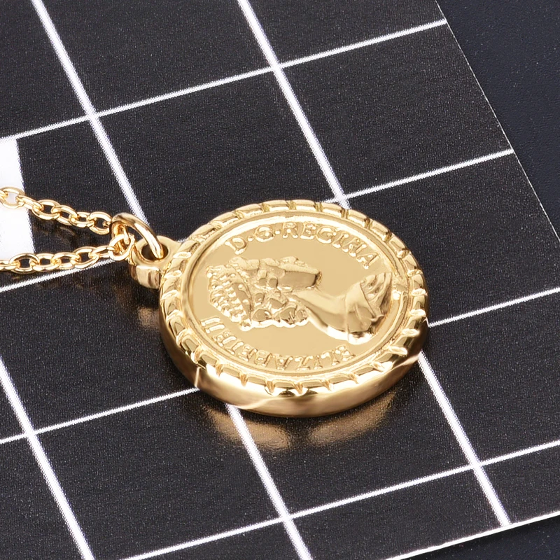 Цепочка с подвеской-монеткой Jeroot в стиле ретро золотистого цвета