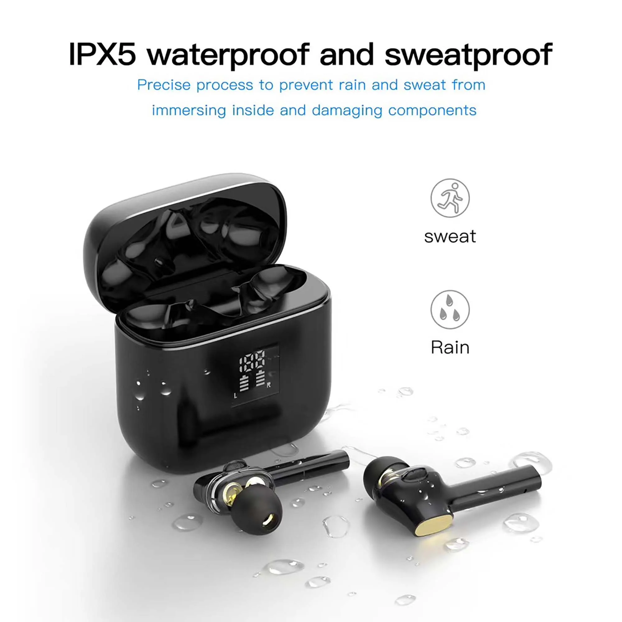 

TWS07B Wireless Bluetooth Earphone TWS Sport Earpiece Long battery Earbuds ear IPX5 listener Eardies mobile Touch 4-core