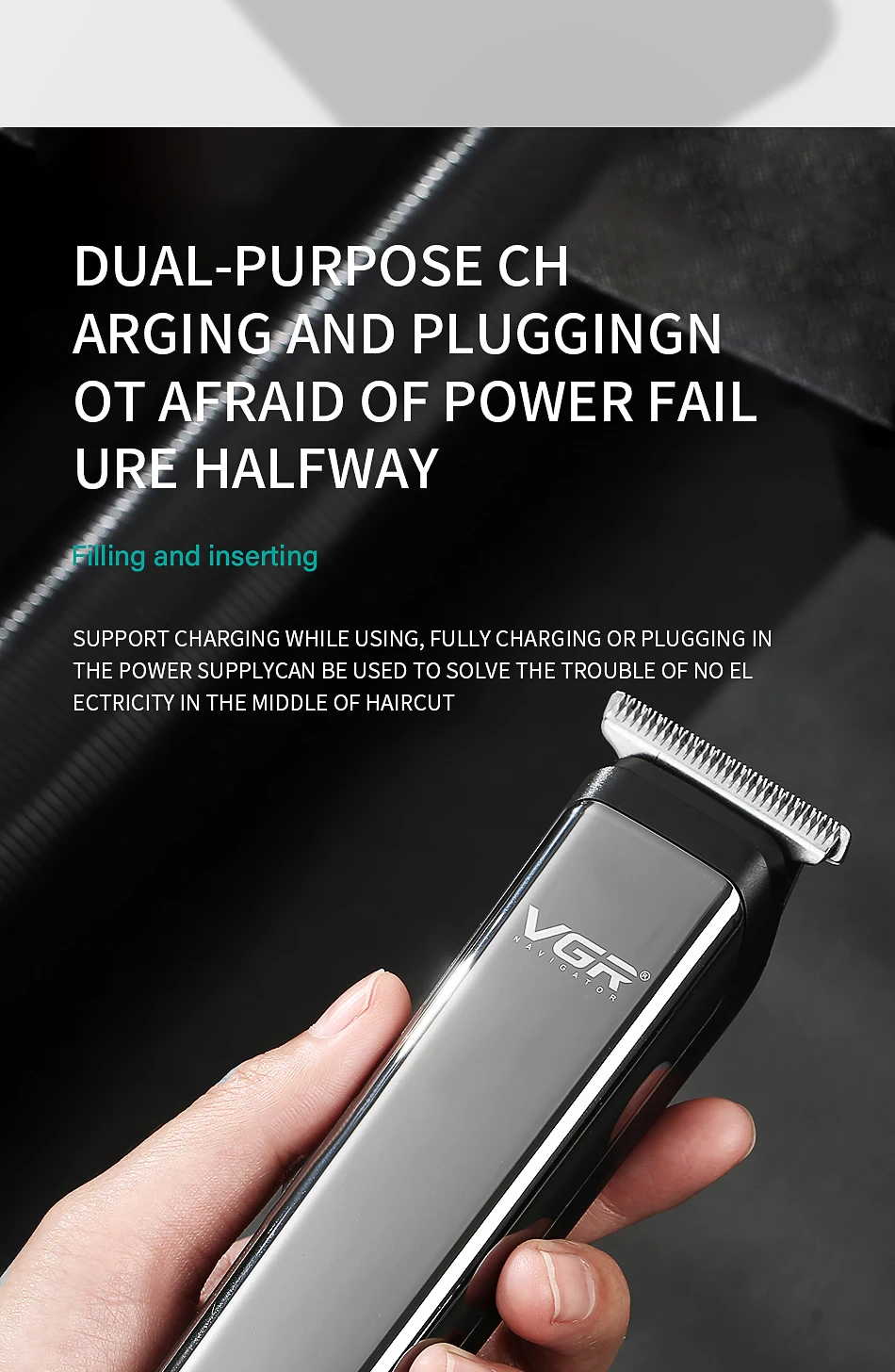 

VGR Electric Hairdresser Men's Oil Head Electric Push Scissors Shaving Push Household Haircut Electric Push New V-180