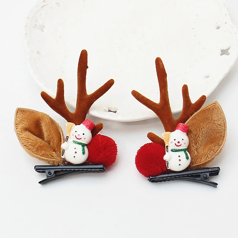 2 шт./лот милые оленьи рога для волос заколки девочек очаровательные меховые